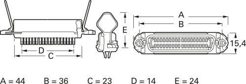 Centronics-Buchse, 14-polig, Lötkelch, A-57/14 F - 2