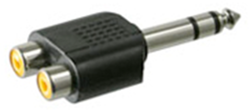 Audio-Adapter Klinke/Cinch, 1 x 6,35 mm-Klinkenstecker, stereo, 2 x Cinchkupplun