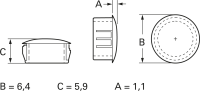 Abdeckkappe, (H) 5.9 mm, Kopf-Ø 6.4 mm, Montage-Ø 4.7 mm, Wandstärke 1,6 mm, PA, - Abdeckkappe, (H) 5.9 mm, Kopf-Ø 6.4 mm, Montage-Ø 4.7 mm, Wandstärke 1,6 mm, PA, - 2
