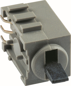 Toggle switch, gray, 1 pole, latching/groping, On-Off-(On), 6 VA/60 VAC, tin-plated, 1247.7041