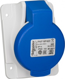 CEE surface-mounted socket, 3 pole, 16 A/200-250 V, blue, IP44, PKF16F423