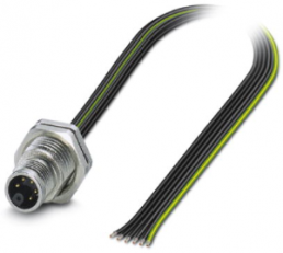 Sensor actuator cable, M12-flange plug, straight to open end, 6 pole, 0.2 m, 8 A, 1415302