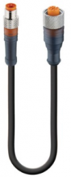 Sensor actuator cable, M8-cable plug, straight to M12-cable socket, straight, 3 pole, 2.5 m, PVC, black, 4 A, 4292