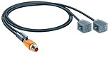 Sensor actuator cable, M12-cable plug, straight to valve connector DIN shape B, 5 pole, 1 m, PUR, black, 4 A, 43792