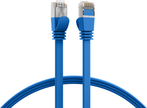 Patch cable with flat cable, RJ45 plug, straight to RJ45 plug, straight, Cat 6A, U/FTP, PVC, 2 m, blue