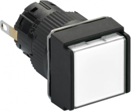 Signal light, waistband square, white, front ring black, mounting Ø 16 mm, XB6ECV1BP