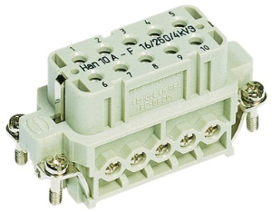 Socket contact insert, 10A, 10 pole, equipped, screw connection, with PE contact, 09200102814