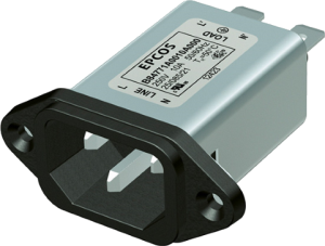 IEC plug C14, 50 to 60 Hz, 6 A, 250 V (DC), 250 VAC, 840 µH, faston plug 6.3 mm, B84771C0006A000