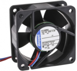 DC axial fan, 12 V, 60 x 60 x 25 mm, 25 m³/h, 19 dB, Slide bearing, ebm-papst, 612 NGMLE