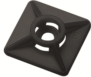 Mounting base, plastic, black, self-adhesive, (L x W x H) 27 x 27 x 2 mm