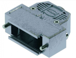 D-Sub connector housing, size: 2 (DA), straight 180°, cable Ø 3.3 to 8.5 mm, thermoplastic, shielded, silver, 09670150483160