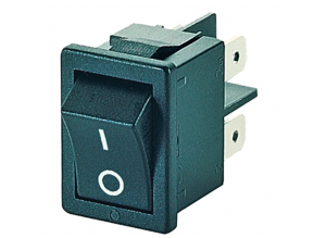Rocker switch, black, 2-pole, On-Off, 10 (4) A/250 VAV, 6 (4) A/250 VAC, IP40