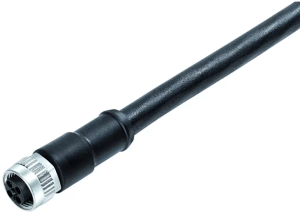 Sensor actuator cable, M12-cable socket, straight to open end, 4 pole, 2 m, PUR, black, 12 A, 77 0630 0000 50704 0200