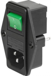Plug C14, 3 pole, screw mounting, solder connection, black, 4304.6073