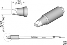 JBC soldering tip, chisel shape, C470035/4.0 x 2.5mm, straight
