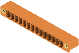 Pin header, 14 pole, pitch 3.81 mm, angled, orange, 1038180000