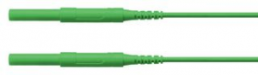 High-voltage measuring lead with (4 mm plug, spring-loaded, straight) to (4 mm plug, spring-loaded, straight), 1 m, green, silicone, 1.3 mm², CAT IV