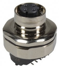 Panel socket, M12, 8 pole, solder connection, screw lock/push-pull, straight, 21033812825