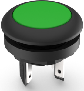 Pushbutton, 1 pole, green, illuminated  (white), 0.1 A/35 V, mounting Ø 16.2 mm, IP65/IP67, 1.15.210.101/2501