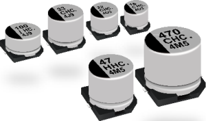 Electrolytic capacitor, 10 µF, 16 V (DC), ±20 %, SMD, Ø 4 mm