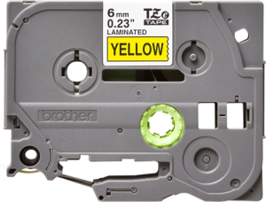 Labelling tape cartridge, 6 mm, tape yellow, font black, 8 m, TZE-611