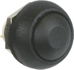 Pushbutton, 1 pole, black, unlit , 0.4 A/32 V, mounting Ø 13.6 mm, IP67, ISR3SAD200
