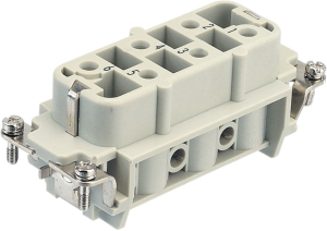 Socket contact insert, 16B, 6 pole, equipped, screw connection, with PE contact, 09310062701