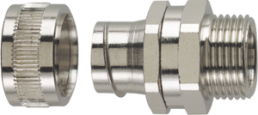 Straight hose fitting, M16, 12 mm, brass, nickel-plated, IP54, silver, (L) 32.2 mm