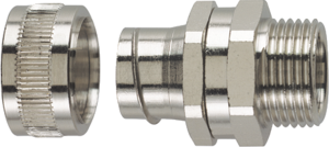 Straight hose fitting, M20, 20 mm, brass, nickel-plated, IP40, silver, (L) 35.5 mm