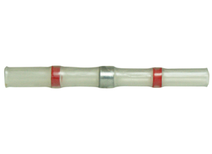 Butt connector with heat shrink insulation, 0.8-2.0 mm², AWG 18 to 14, transparent red, 42 mm