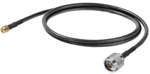 Coaxial Cable, N plug (straight) to SMA plug (straight), 50 Ω, grommet black, 2 m, 1491180000
