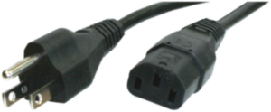 Device connection line, North America, plug type B, straight on C13 jack, straight, SJT 3 x AWG 18, black, 2.5 m