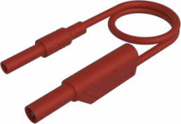 Measuring lead with (4 mm plug, straight) to (4 mm socket, straight), 1 m, red, PVC, 2.5 mm², CAT II