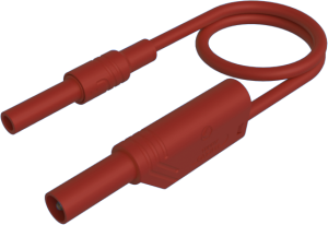Measuring lead with (4 mm plug, straight) to (4 mm socket, straight), 1 m, red, PVC, 2.5 mm², CAT II