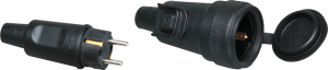 Schuko-style solid rubber plug and coupling