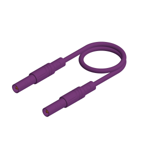 Measuring lead with (4 mm plug, spring-loaded, straight) to (4 mm plug, spring-loaded, straight), 0.25 m, purple, PVC, 2.5 mm², CAT III