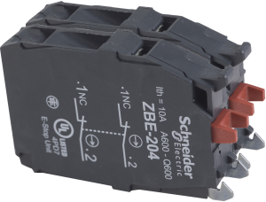 Auxiliary switch block, 2 Form B (N/C), 240 V, 3 A, ZBE204