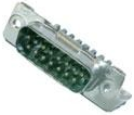 D-Sub plug, 15 pole, standard, equipped, angled, solder pin, 6-338169-2