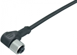 Sensor actuator cable, M12-cable socket, angled to open end, 3 pole, 2 m, PUR, black, 4 A, 77 3734 0000 50003-0200