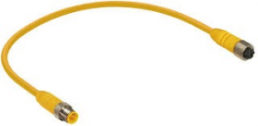 Sensor actuator cable, M12-cable plug, straight to M12-cable socket, straight, 4 pole, 1 m, TPE/PLTC, yellow, 4 A, 22739
