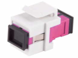 Fiber optic connector, SC simplex socket to SC simplex socket, OM4, multimode, ceramic, purple, BS08-10213