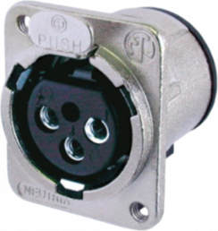 XLR panel socket, 3 pole, silver-plated, 1.0 mm², AWG 18, metal, NC3FDM3-V