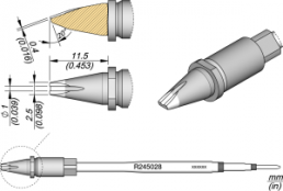 JBC soldering tip, special, R245028/Ø 1.0 mm, pinsoldering tip