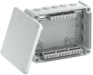 Cable junction box with 5 terminals, 9xM25, 7xM32, 25 mm², light gray