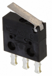 Ultraminiature snap-action switche, On-On, solder connection, hinge lever, 0.25 N, 0.1 A/30 VDC, IP40