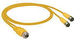 Sensor actuator cable, M12-cable plug, straight to M12-cable socket, straight, 3 pole, 2 m, TPU, yellow, 4 A, 71687