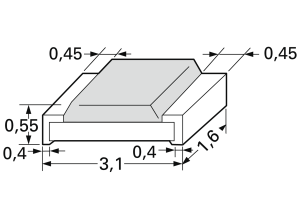 Resistor, thick film, SMD 1206, 0 Ω, 0.25 W, ±5 %, RC1206JR-070RL