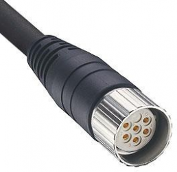 Sensor actuator cable, M23-cable socket, straight to open end, 6 pole, 0.5 m, PUR, black, 5596