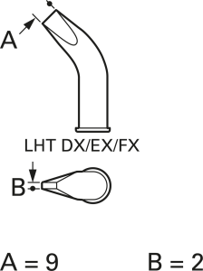 Soldering tip, Chisel shaped, Ø 9.2 mm, (T x L x W) 2 x 38 x 9 mm, LHT FX