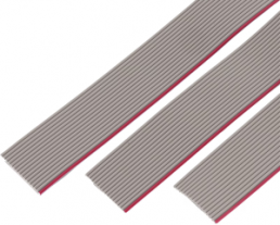 Flat ribbon cable, 10 pole, pitch 1 mm, 0.089 mm², AWG 28, PVC, gray/red